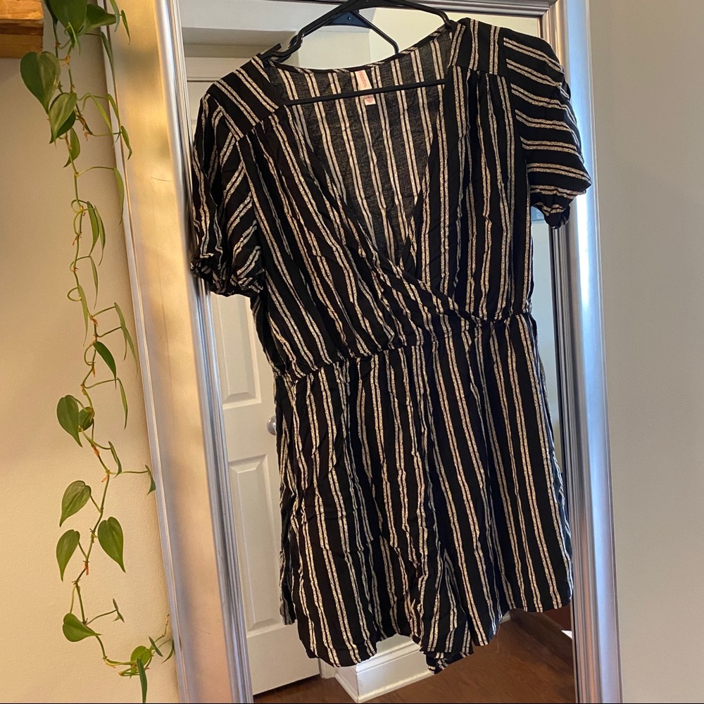 Black and White Striped Romper